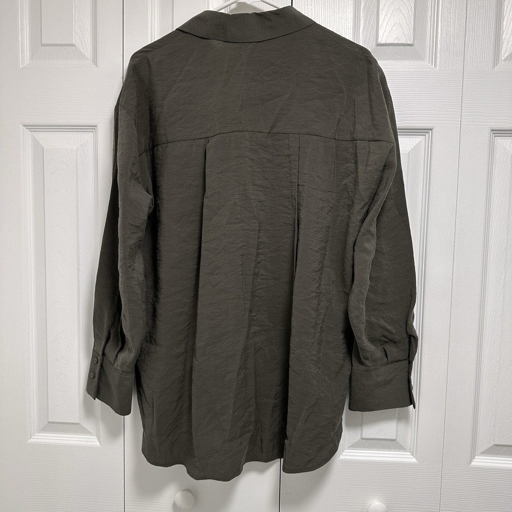 Primark Dark Gray Long Sleeve Button up modal/polyester Womens Shirt M - Picture 11 of 11